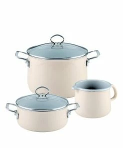 Riess Emaille Riess Geschirr-Set Aus Emaille, 3-tlg. In Avorio