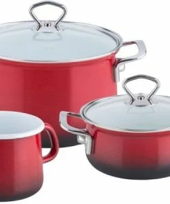 Riess Emaille Riess Geschirr-Set Aus Emaille, 3-tlg. In Brombeer