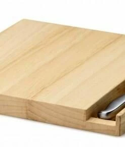 Continenta Käsebrett Aus Gummibaumholz Mit Messer 30 Cm