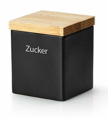 Continenta Vorratsdose Quadratisch Mit Holzdeckel, Matt Schwarz 10 X 10 X 12,5 Cm 4 Continenta Vorratsdose Quadratisch Mit Holzdeckel, Matt Schwarz 10 X 10 X 12,5 Cm – Bild 2