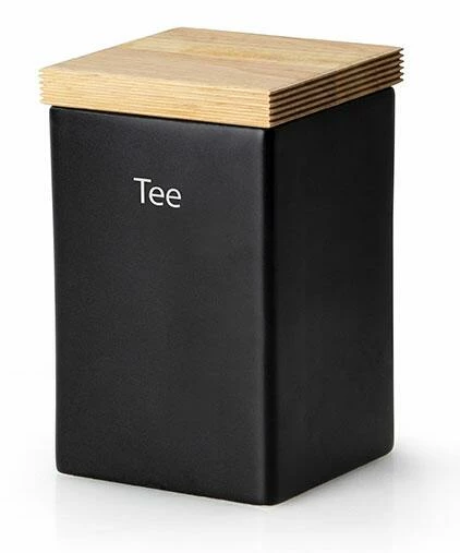 Continenta Vorratsdose Quadratisch Mit Holzdeckel, Matt Schwarz 10 X 10 X 12,5 Cm 5 Continenta Vorratsdose Quadratisch Mit Holzdeckel, Matt Schwarz 10 X 10 X 12,5 Cm – Bild 3