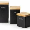 Continenta Vorratsdose Quadratisch Mit Holzdeckel, Matt Schwarz 10 X 10 X 20,5 Cm -Wesco store 3714 3713 3712 2