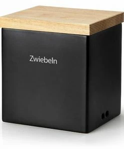 Continenta Vorratsdose Mit Holzdeckel, Matt Schwarz 14 X 12 X 15,5 Cm -Wesco store 3722