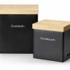 Continenta Vorratsdose Mit Holzdeckel, Matt Schwarz 18 X 15,5 X 20 Cm -Wesco store 3722 3721 1