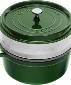 Staub Cocotte Rund Aus Gusseisen Mit Dämpfeinsatz In Basilikum