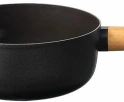 Stöckli Käsefondue-Caquelon Emotion Mit Holzgriff, Schwarz 23 Cm / 3,3 L