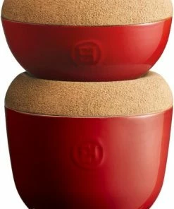 Emile Henry Knoblauchdose In Argile -Wesco store EH 8761 63 2PotAil Sel 2PotsGarlic Salt Pile 1