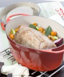 Le Creuset Saftbräter Doufeu Oval Aus Gusseisen In Kirschrot 32 X 25 Cm / 6,9 Liter -Wesco store Gusseisen 18 klein l