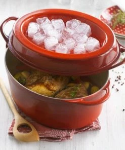 Le Creuset Saftbräter Doufeu Oval Aus Gusseisen In Kirschrot 32 X 25 Cm / 6,9 Liter -Wesco store Gusseisen 55 klein 1 l