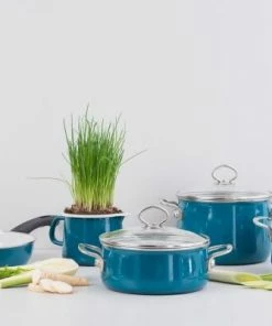 Riess Emaille Riess Geschirr-Set Aus Emaille, 3-tlg. In Aquamarin -Wesco store RIESS Ambiente Nouvelle Aquamarin