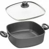Woll Gussbräter Induktion + Sicherheitsglasdeckel Titanium Nowo, Viereckig 24 X 24 Cm/ 10 Cm/ 4,0 L -Wesco store Woll Braeter nowo