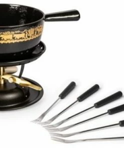 Stöckli Käsefonduegarnitur Alpaufzug Classic, Schwarz